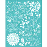 Globleland Self-Adhesive Silk Screen Printing Stencil, for Painting on Wood, DIY Decoration T-Shirt Fabric, Turquoise, Flower Pattern, 220x280mm