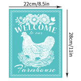 Globleland Self-Adhesive Silk Screen Printing Stencil, for Painting on Wood, DIY Decoration T-Shirt Fabric, Turquoise, Rooster Pattern, 22x28cm