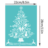 Globleland Self-Adhesive Silk Screen Printing Stencil, for Painting on Wood, DIY Decoration T-Shirt Fabric, Turquoise, Christmas Tree Pattern, 22x28cm