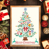 Globleland Self-Adhesive Silk Screen Printing Stencil, for Painting on Wood, DIY Decoration T-Shirt Fabric, Turquoise, Christmas Tree Pattern, 22x28cm
