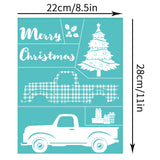 Globleland Self-Adhesive Silk Screen Printing Stencil, for Painting on Wood, DIY Decoration T-Shirt Fabric, Turquoise, Christmas Themed Pattern, 28x22cm