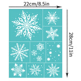 Globleland Self-Adhesive Silk Screen Printing Stencil, for Painting on Wood, DIY Decoration T-Shirt Fabric, Turquoise, Rectangle, Snowflake Pattern, 28x22cm