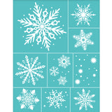 Globleland Self-Adhesive Silk Screen Printing Stencil, for Painting on Wood, DIY Decoration T-Shirt Fabric, Turquoise, Rectangle, Snowflake Pattern, 28x22cm