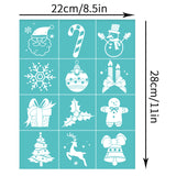 Globleland Self-Adhesive Silk Screen Printing Stencil, for Painting on Wood, DIY Decoration T-Shirt Fabric, Turquoise, Rectangle, Christmas Themed Pattern, 28x22cm