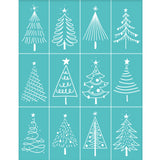 Globleland Self-Adhesive Silk Screen Printing Stencil, for Painting on Wood, DIY Decoration T-Shirt Fabric, Turquoise, Christmas Tree Pattern, 280x220mm