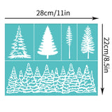 Globleland Self-Adhesive Silk Screen Printing Stencil, for Painting on Wood, DIY Decoration T-Shirt Fabric, Turquoise, Tree Pattern, 220x280mm