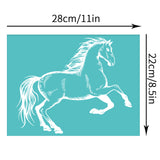 Globleland Self-Adhesive Silk Screen Printing Stencil, for Painting on Wood, DIY Decoration T-Shirt Fabric, Turquoise, Horse Pattern, 220x280mm