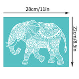 Globleland Self-Adhesive Silk Screen Printing Stencil, for Painting on Wood, DIY Decoration T-Shirt Fabric, Turquoise, Elephant Pattern, 220x280mm