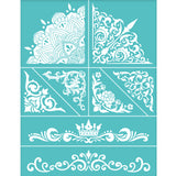 Globleland Self-Adhesive Silk Screen Printing Stencil, for Painting on Wood, DIY Decoration T-Shirt Fabric, Turquoise, Floral Pattern, 220x280mm