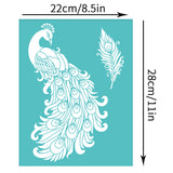 Globleland Self-Adhesive Silk Screen Printing Stencil, for Painting on Wood, DIY Decoration T-Shirt Fabric, Turquoise, Peacock Pattern, 220x280mm