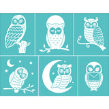 Globleland Self-Adhesive Silk Screen Printing Stencil, for Painting on Wood, DIY Decoration T-Shirt Fabric, Turquoise, Owl Pattern, 220x280mm