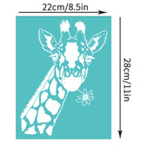 Globleland Self-Adhesive Silk Screen Printing Stencil, for Painting on Wood, DIY Decoration T-Shirt Fabric, Turquoise, Giraffe Pattern, 220x280mm