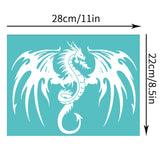 Globleland Self-Adhesive Silk Screen Printing Stencil, for Painting on Wood, DIY Decoration T-Shirt Fabric, Turquoise, Dragon Pattern, 220x280mm