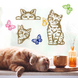Globleland Self-Adhesive Silk Screen Printing Stencil, for Painting on Wood, DIY Decoration T-Shirt Fabric, Turquoise, Cat Pattern, 220x280mm