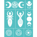 Globleland Self-Adhesive Silk Screen Printing Stencil, for Painting on Wood, DIY Decoration T-Shirt Fabric, Turquoise, Goddess Pattern, 220x280mm
