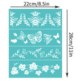 Globleland Self-Adhesive Silk Screen Printing Stencil, for Painting on Wood, DIY Decoration T-Shirt Fabric, Turquoise, Butterfly Pattern, 220x280mm