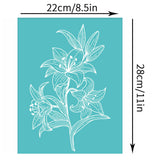 Globleland Self-Adhesive Silk Screen Printing Stencil, for Painting on Wood, DIY Decoration T-Shirt Fabric, Turquoise, Flower Pattern, 220x280mm