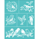 Globleland Self-Adhesive Silk Screen Printing Stencil, for Painting on Wood, DIY Decoration T-Shirt Fabric, Turquoise, Bird Pattern, 220x280mm