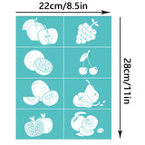 Globleland Self-Adhesive Silk Screen Printing Stencil, for Painting on Wood, DIY Decoration T-Shirt Fabric, Turquoise, Fruit Pattern, 280x220mm