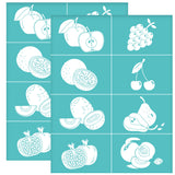 Globleland Self-Adhesive Silk Screen Printing Stencil, for Painting on Wood, DIY Decoration T-Shirt Fabric, Turquoise, Fruit Pattern, 280x220mm