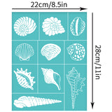 Globleland Self-Adhesive Silk Screen Printing Stencil, for Painting on Wood, DIY Decoration T-Shirt Fabric, Turquoise, Shell Pattern, 280x220mm