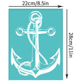 Globleland Self-Adhesive Silk Screen Printing Stencil, for Painting on Wood, DIY Decoration T-Shirt Fabric, Turquoise, Anchor Pattern, 280x220mm