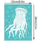 Globleland Self-Adhesive Silk Screen Printing Stencil, for Painting on Wood, DIY Decoration T-Shirt Fabric, Turquoise, Jellyfish Pattern, 280x220mm