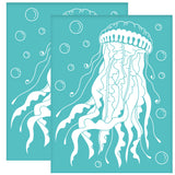 Globleland Self-Adhesive Silk Screen Printing Stencil, for Painting on Wood, DIY Decoration T-Shirt Fabric, Turquoise, Jellyfish Pattern, 280x220mm