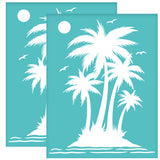 Globleland Self-Adhesive Silk Screen Printing Stencil, for Painting on Wood, DIY Decoration T-Shirt Fabric, Turquoise, Coconut Tree Pattern, 280x220mm