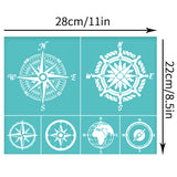 Globleland Self-Adhesive Silk Screen Printing Stencil, for Painting on Wood, DIY Decoration T-Shirt Fabric, Turquoise, Compass Pattern, 280x220mm