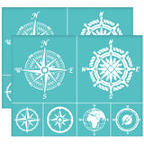 Globleland Self-Adhesive Silk Screen Printing Stencil, for Painting on Wood, DIY Decoration T-Shirt Fabric, Turquoise, Compass Pattern, 280x220mm