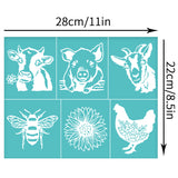 Globleland Self-Adhesive Silk Screen Printing Stencil, for Painting on Wood, DIY Decoration T-Shirt Fabric, Turquoise, Animal Pattern, 280x220mm