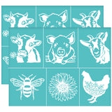 Globleland Self-Adhesive Silk Screen Printing Stencil, for Painting on Wood, DIY Decoration T-Shirt Fabric, Turquoise, Animal Pattern, 280x220mm