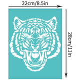 Globleland Self-Adhesive Silk Screen Printing Stencil, for Painting on Wood, DIY Decoration T-Shirt Fabric, Turquoise, Tiger Pattern, 280x220mm