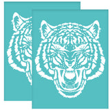 Globleland Self-Adhesive Silk Screen Printing Stencil, for Painting on Wood, DIY Decoration T-Shirt Fabric, Turquoise, Tiger Pattern, 280x220mm