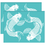 Globleland Self-Adhesive Silk Screen Printing Stencil, for Painting on Wood, DIY Decoration T-Shirt Fabric, Turquoise, Fish Pattern, 280x220mm