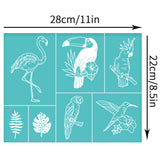 Globleland Self-Adhesive Silk Screen Printing Stencil, for Painting on Wood, DIY Decoration T-Shirt Fabric, Turquoise, Bird Pattern, 280x220mm