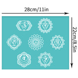Globleland Self-Adhesive Silk Screen Printing Stencil, for Painting on Wood, DIY Decoration T-Shirt Fabric, Turquoise, Chakra Theme, 280x220mm