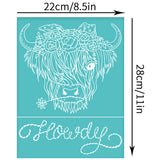Globleland Self-Adhesive Silk Screen Printing Stencil, for Painting on Wood, DIY Decoration T-Shirt Fabric, Turquoise, Cattle Pattern, 280x220mm
