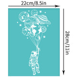 Globleland Self-Adhesive Silk Screen Printing Stencil, for Painting on Wood, DIY Decoration T-Shirt Fabric, Turquoise, Spaceman Pattern, 280x220mm