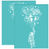 Globleland Self-Adhesive Silk Screen Printing Stencil, for Painting on Wood, DIY Decoration T-Shirt Fabric, Turquoise, Spaceman Pattern, 280x220mm