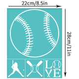 Globleland Self-Adhesive Silk Screen Printing Stencil, for Painting on Wood, DIY Decoration T-Shirt Fabric, Turquoise, Baseball Pattern, 280x220mm