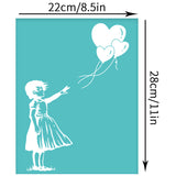 Globleland Self-Adhesive Silk Screen Printing Stencil, for Painting on Wood, DIY Decoration T-Shirt Fabric, Turquoise, Girl Pattern, 280x220mm