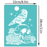 Globleland Self-Adhesive Silk Screen Printing Stencil, for Painting on Wood, DIY Decoration T-Shirt Fabric, Turquoise, Skull Pattern, 280x220mm