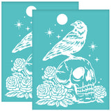 Globleland Self-Adhesive Silk Screen Printing Stencil, for Painting on Wood, DIY Decoration T-Shirt Fabric, Turquoise, Skull Pattern, 280x220mm