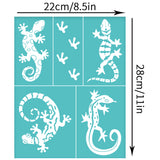 Globleland Self-Adhesive Silk Screen Printing Stencil, for Painting on Wood, DIY Decoration T-Shirt Fabric, Turquoise, Lizard Pattern, 280x220mm