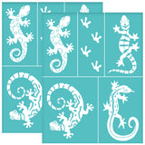 Globleland Self-Adhesive Silk Screen Printing Stencil, for Painting on Wood, DIY Decoration T-Shirt Fabric, Turquoise, Lizard Pattern, 280x220mm