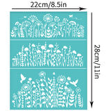 Globleland Self-Adhesive Silk Screen Printing Stencil, for Painting on Wood, DIY Decoration T-Shirt Fabric, Turquoise, Flower Pattern, 280x220mm