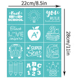 Globleland Self-Adhesive Silk Screen Printing Stencil, for Painting on Wood, DIY Decoration T-Shirt Fabric, Turquoise, Study Supplies Pattern, 280x220mm