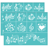 Globleland Self-Adhesive Silk Screen Printing Stencil, for Painting on Wood, DIY Decoration T-Shirt Fabric, Turquoise, Musical Note Pattern, 280x220mm